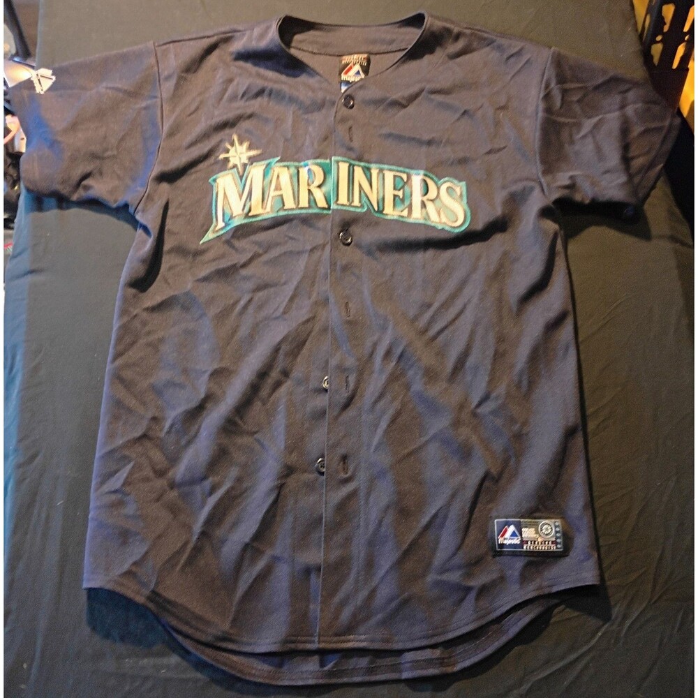 Majestic Seattle Mariners MLB Baseball Jersey Size XL Blue Officially Licensed